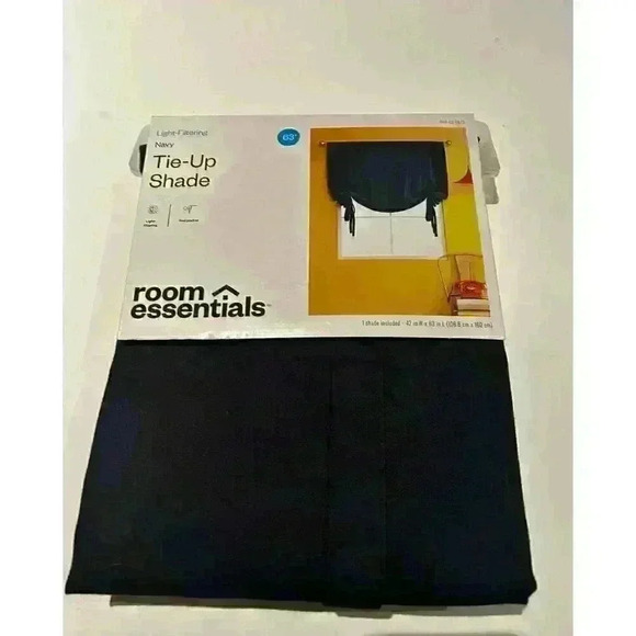 Tie-Up Shade Navy Curtains by Room Essential 1 shade 42 in W by 63 in L NIB - Picture 1 of 3